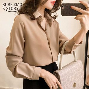 Dames Spring Shirt Lange Mouw Chiffon Blouse Eenvoudige Vrouwelijke Pure Koreaanse Vrouwen Kleding Plus Size Mode Shirts D553 30 210528