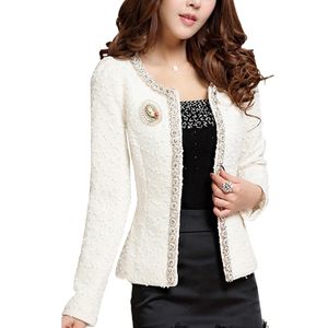 Femmes printemps hiver manteau conception courte élégante perlée diamant mince à manches longues nouvelle grande taille petite veste de survêtement E11H 201017