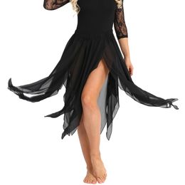 Jupe de danse de scène de scène Split Solide Socine Flamenco Oriental Costumes ethniques Costumes Ballroom Performance Dance Jupe