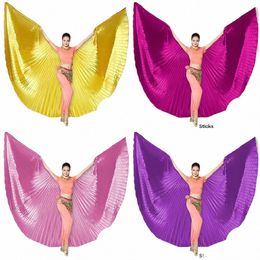 Women Stage Performance Wear Belly Dance Appories Gold en Multi Colors Optis Egyptian Helaas Isis Wings met Sticks K5re#
