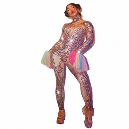 Vrouwen Stadium Slijtage Elegante Jumpsuit Lg Ruche Mouw Bodyc Jumpsuit Sexy Club Party Romper Sequin Playsuit Trainingspak Outfit w1zl #