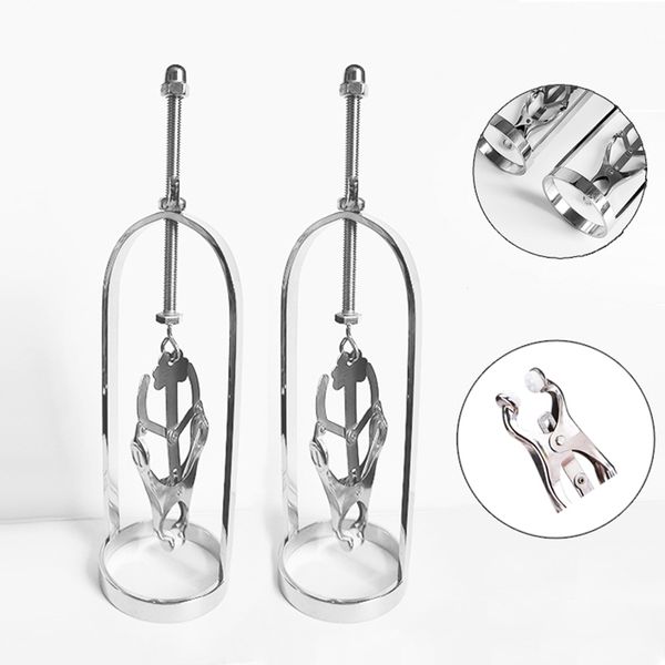 Mujeres Stainles Steel Forture Play Abrazaderas Metal Nipple Clips Breast Enlarger Sucker BDSM Bondage Restricción Fetish sexy Toy