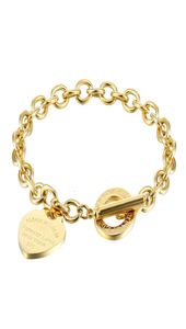 Dames roestvrijstalen armbanden PLEASE RETURN TO Heart goud zilver OT kettingen Pulsera Armband Fashion T sieraden styleTSEG1326300