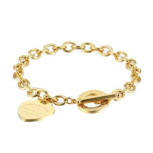 Bracelets en acier inoxydable pour femmes TURN TO Heart or argent OT chaînes Pulsera Bracelet Fashion Jewellry forever-love t style2531
