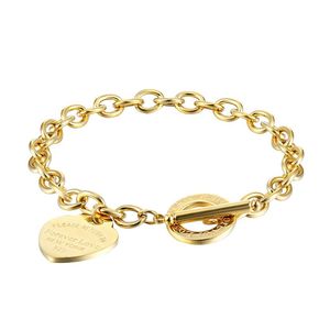 Vrouwen rvs armbanden TURN NAAR Hart goud zilver OT kettingen Pulsera Armband Mode Sieraden forever-love t style262r