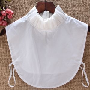 Accesorios de la camisa de cuello falso con volantes para mujer, corbatas de algodón Kraagje Nep para mujer, corbatas Dickey de talla grande, collares desmontables