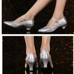 Dames Standaard Ballroom Dancing Shoes Glitter Latijnse dansschoenen Tango schoenen gesloten teen moderne salsa/waltz dance schoenen