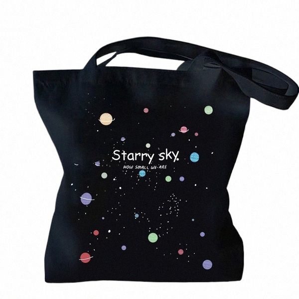 Bolsa Starry Sky Shop Women, Big Casual Canvas Bag, Portable Shopper Bag, Bolsa de cartas, hombro liviano para f3lx# diario#