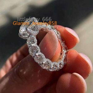 Vrouwen Sterling Sier Hip Hop Iced Bling CZ Diamond Promise Wedding Engagement Ring