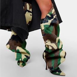 Femmes talons talons bottes de camouflage sexy