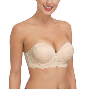 Soutien-gorge en dentelle invisible sans bretelles pour femmes Soutien-gorge rembourré Push Up Soutien-gorge à armatures Lingerie sexy 30 32 34 36 38 40 42 44 A B C D DD E 211217