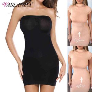 Vrouwen strapless slip voor onder jurken vormgeven controle slips afslanken full body shapewear rok naadloze shaper ondergoed