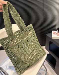 Femmes Sac de plage à tricot de graminées Paille