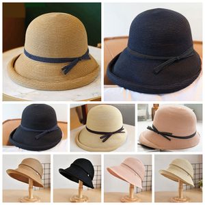 Femmes Chapeau De Paille Arc Noeud Ornement Dame Rétro Large Bord Chapeau Voyage Hoilday Plage Personnalité Pliable Nature Casual En Plein Air Soleil Chapeaux LJJP107