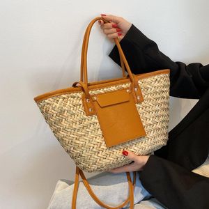 Vrouwen Stro Zomer Handtassen Modemerk Dames Schoudertassen Designer Vrouwelijke Grote Capaciteit Dames Tote Strandtas