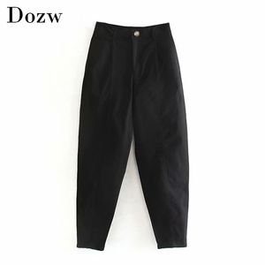 Femmes Streetwear sarouel hiver dames poches lâches plissé taille pantalon mode petits amis pantalons longs Joggers 210414