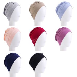 Femmes Stretch coton sommeil chimio chapeau musulman foulard bonnet bonnet de couchage Turban chapeaux bonnet couvre-chef intérieur Femme Hijabs