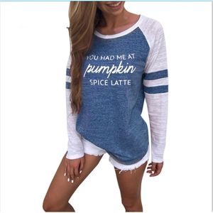 Femmes Rayé Épissage Lettre Imprimer Thanksgiving T-shirt Casual Mode Baseball O-cou À Manches Longues T-shirts Patchwork Tee 210517