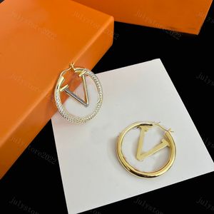 Dames Stud Earring Designer Hoop oorbellen V 4cm Big Circle Sieraden Hoops Silver Diamond oorbellen Oorletter Luxe mode Gold studs met doos