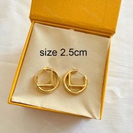 Dames stud oorbellen ontwerper premium gouden diamant oorbel voor heren hoepel oorring f luxe hoepels merk brief ontwerp bengelen klein formaat 2,5 cm mode sieraden met doos