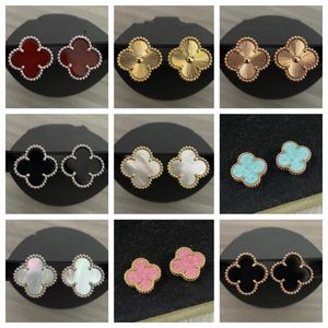 Dames Stud oorbellen Designer Titanium Steel Sier Moeder van Pearl No Fading Rose Gold Studs Agate Vintage Earring Valentijnse huwelijksgeschenken