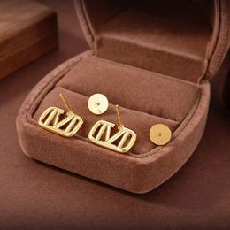 Vrouwen Stud Oorbellen Premium Gold Diamond Earring Designer Sieraden Mens Studs Luxe Hoops Merk Brief Mode Bijoux De Luxe Met Box Top