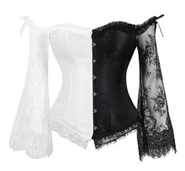 Femmes corsets corsets sexy à manches longues à manches longues en dentelle dentelle de lacets bustiers korset pour le club de fête de posture Wedding Plus size7987717