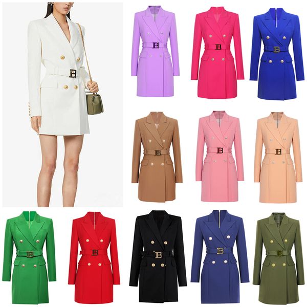 Femmes Costumes Blazers Printemps Eté Automne Hiver Casual Slim Femme Vestes Longues Jupe Mode Lady Bureau Costume Poches Affaires Manteau Cranté 19 Couleurs 8 Modèles S-XXXL