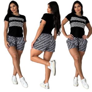 Dames Summer Activewear Set dames casual t-shirt en shorts designer broek tweedelig set gratis schip