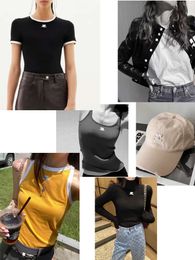Vrouwen zomer herfst courreg veer mode klassieke trendy designer kleding t-shirt contrast borduurwerk tank vest jas rok top c5