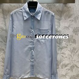 Femmes Summer Automne Sorties Chemises Classic Striped Long Shirt Daily Business Style Sleeves Long Maneves With Pocket