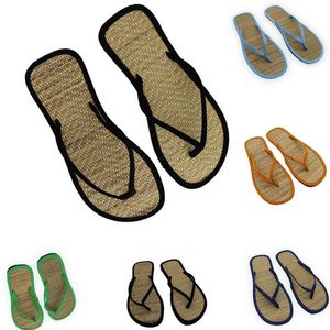 Vrouwen zomer bamboe flipflops comfortabele indoor huis niet -slip sandalen rattan flip flop badkamer niet -slippers j220716