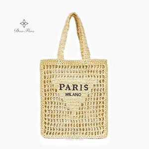 Vrouwen Summer Beach Vacation Fashion Straw Breien schoudertas Hollow Out Handwoven Handtas draagbare grote capaciteit casual tote 240429