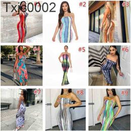 Vestidos informales de verano para mujer, vestido ajustado Sexy con busto largo y teñido anudado, vestido con hombros descubiertos, falda para mujer en 9 colores