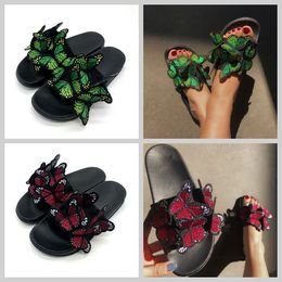 Pantoufles papillon tridimensionnelles brodées artisanales d'été pour femmes, sandales GAI, talon à la mode, broderie grande taille, niche 36-41, 2024