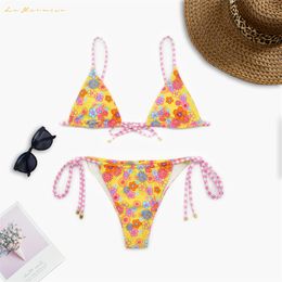 Vrouwen zomerontwerper Twee -delige sexy bikini digitale print gelijkspel het touw en bind het zwempakken zwemmen zwemkleding zwemmen zwemkleding px0827 mode strand zwempak