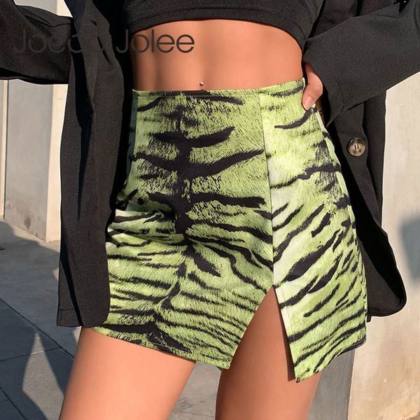 Femmes Summer Europe et États-Unis Tiger Pattern Split Sexy Y2K Street Trend montre une jupe de hanche mince 210428