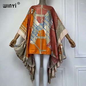 Vrouwen Zomeravond Dressparty Beachwear Koeweit Boheemse print Abaya Kaftan Puff Sleeve Sexy Elegant Beach Cover Up