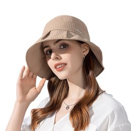 Sombrero de cubo con volantes plegables de verano para mujer, para vacaciones en la playa, gorra de protección solar para mujer, sombrero clásico, venta al por mayor, nuevo