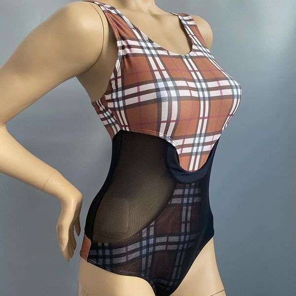 Gran oferta de verano para mujer, monos de malla, Top Sexy de punto de rejilla, ropa de estilo ajustado, ropa de playa, trajes de baño ajustados, monos femeninos de una pieza