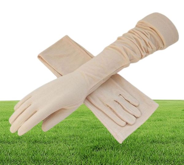 Guantes largos de algodón de verano para mujer, guantes de protección solar de Modal, guantes de algodón para el brazo, guantes de medio dedo, puños, protección solar para manos, AntiUV Driving15791077