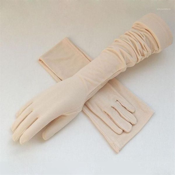 Gants d'été longs en coton Modal pour femmes, Protection solaire, bras, demi-doigt, manchette, Protection solaire des mains, Anti-UV, conduite 1261n