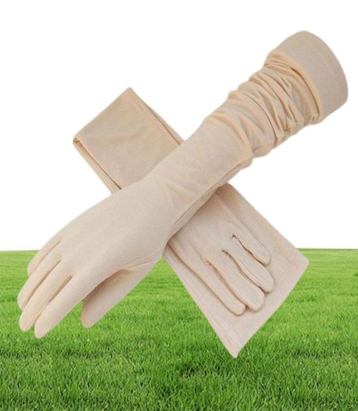 Mujeres Verano Algodón largo Algodón modal Guantes de protección solar del algodón Media de los guantes de los dedos Sol Protección de la mano antiuv conductor19753729