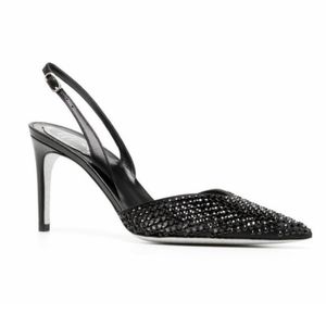 sandales à talons strass Rene Caovilla Cleo 7.5cm chaussures de soirée femmes pointu dos chaussures vides cheville cristal creux designer de luxe usine lacet boîte grand 43