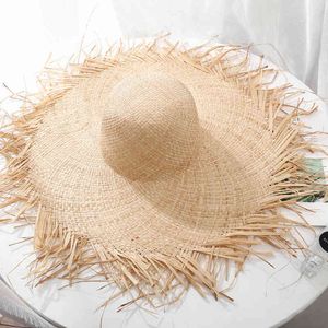 Femmes été naturel raphia fille mode ruban disquette ombrage Panama large bord soleil s vacances voyage plage chapeau de paille
