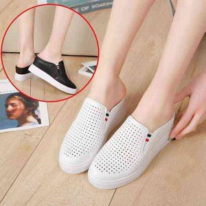Dames zomerplatform sandalen mode Koreaanse versie van dikke bodem wig halve sleep vrouwen ademende sneakers halve slippers j220716