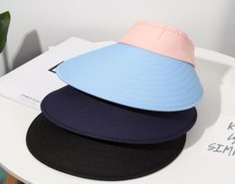 Femmes Summer Soleil Visor large Brimmed Hat Plage Ajustement UV Protection UV Feme Cap Golf Rollup portable Outdoor 2021 Wide Brim Hat2506637