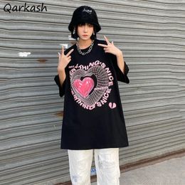 Mujeres Camisetas de verano sueltas Harajuku All-Match Vintage Streetwear Parejas Ins Casual Manga corta Ocio Estilo coreano Ulzzang 240325