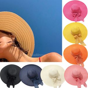 Femmes Visors d'été chapeau pliable solable large grand brim de plage chapeaux de plage paille de protection UV Voyage CAP lady féminine filles 240417