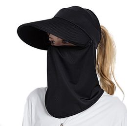 Vrouwen zon hoed zonnebrandcrème strand mode grote rand cap gezicht vouwende uv zomer sluier outdoor femal reis caps